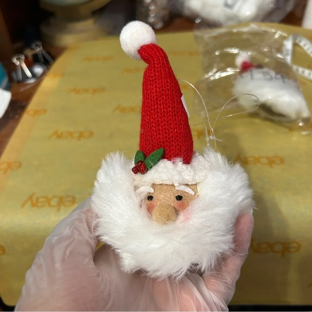 Black And White Santa With Sant Hats Christmas Ornaments - Set Of 2 - “Solon”